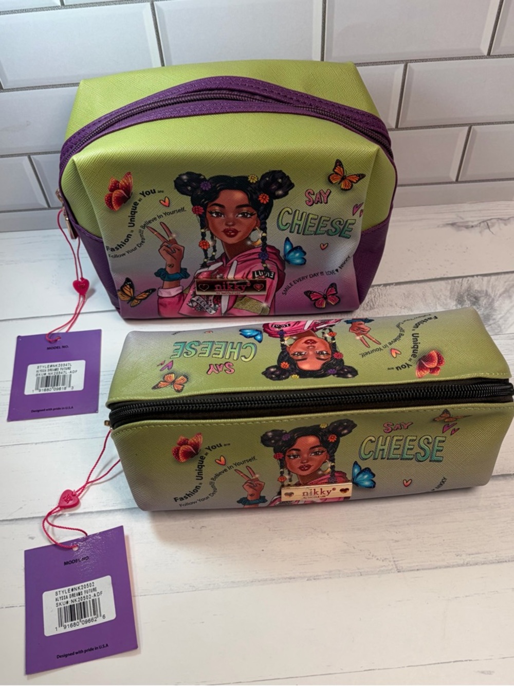 Nikky by Nicole Lee :Say Cheese  Makeup Case/Pouch+Makeup Brush/Pencil Case Set